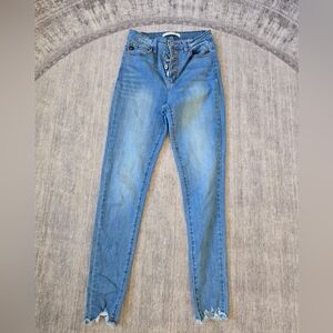 KanCan High Rise Distressed Blue Jeans